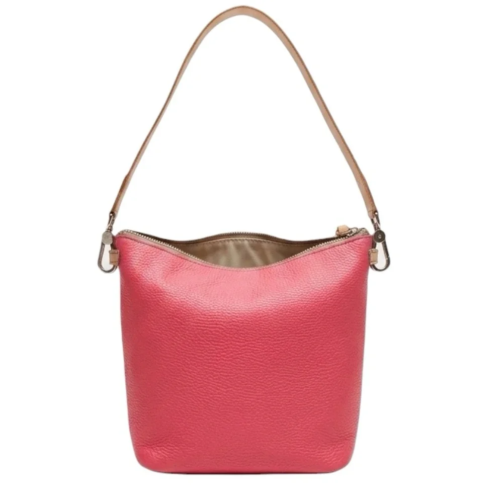 Consuela Pink Pebbled Leather Hobo Shoulder Bag Star Print Interior Zip Top